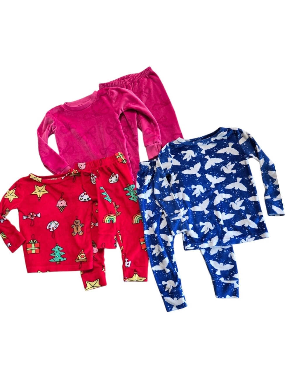 Cat & Jack Kids 3-Pack Soft Pajama Sets - Red, Pink & Blue 2T